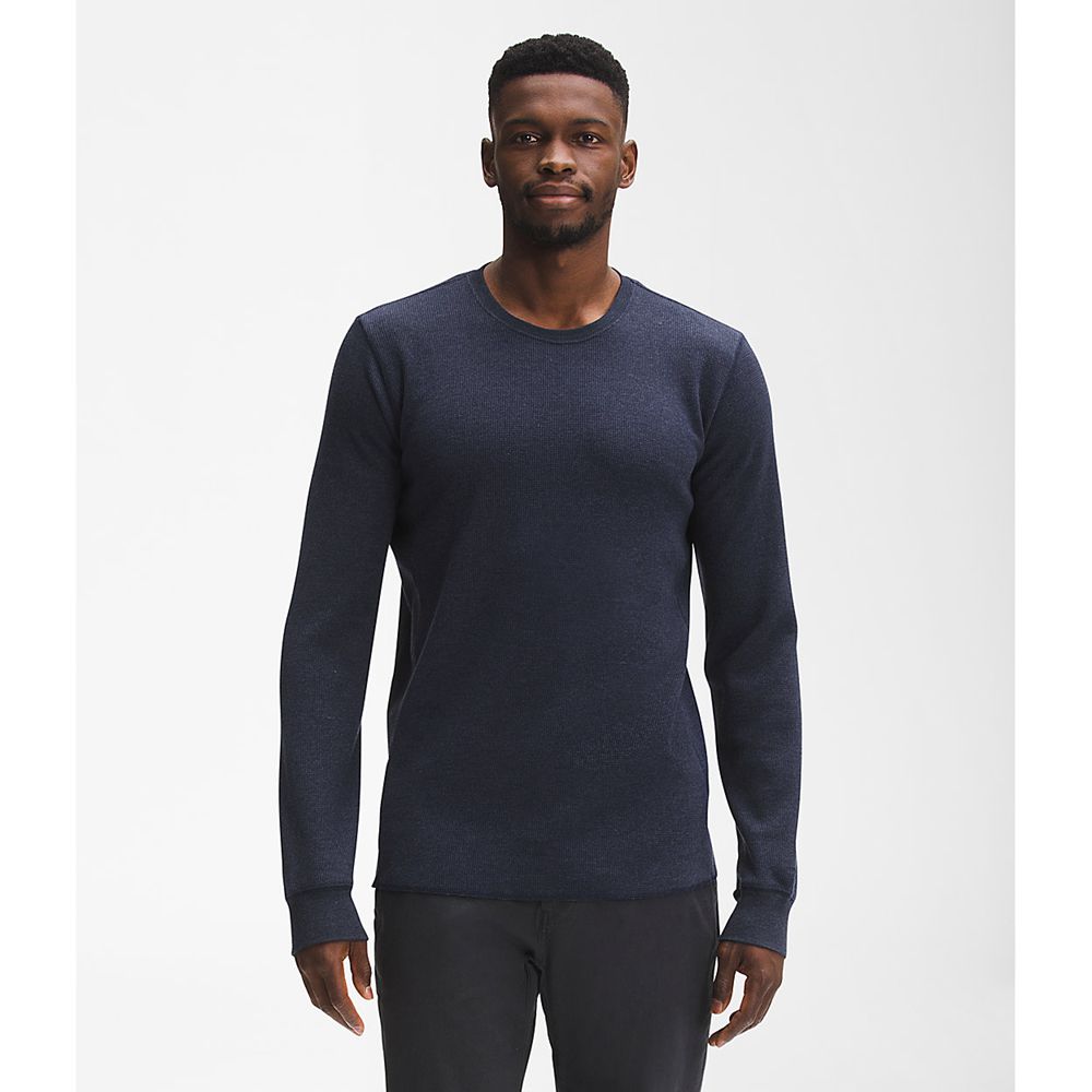 The North Face Long Sleeve Mens Australia - The North Face All-Season Waffle Thermal Navy Dark (SXE-